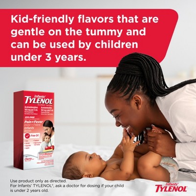 Infants' Tylenol Pain & Fever Reducer Liquid - Acetaminophen - Dye-Free Cherry - 2 fl oz