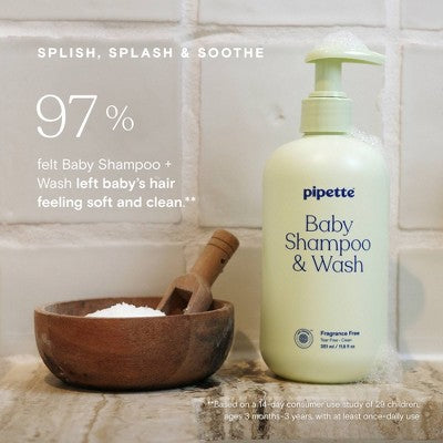 Pipette Baby Shampoo + Wash Fragrance Free - 11.8 fl oz
