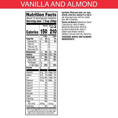 Kellogg's Special K Vanilla Almond Cereal - 17oz: Low Fat, Cholesterol Free