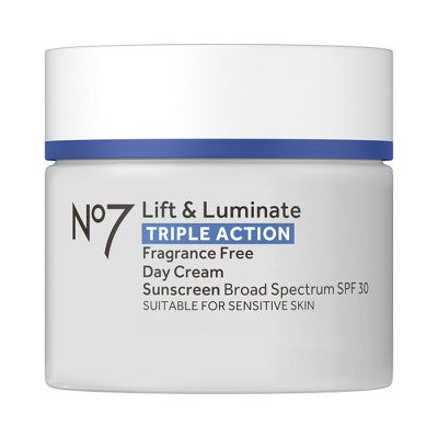 No7 Lift & Luminate Triple Action Fragrance Free Day Cream with SPF 30 - 1.69 fl oz