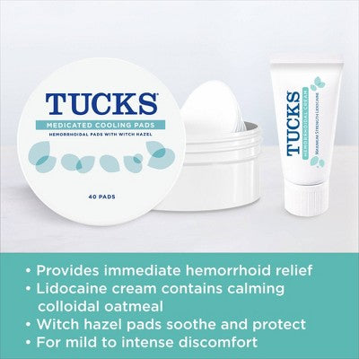Tucks Multi-Care Relief Kit Witch Hazel Pads - 40ct & Lidocaine Cream - 0.5oz