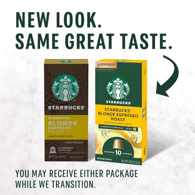 Starbucks by Nespresso Original Line Pods Light Roast Coffee Blonde Espresso Roast - 10ct: Arabica Beans