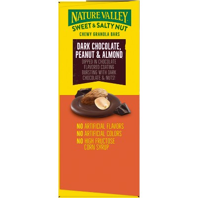 Nature Valley Sweet & Salty Dark Chocolate Peanut & Almond Bars - 12ct/14.4oz: Low Sodium, No Artificial Flavors, Crunchy