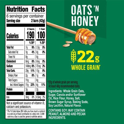 Nature Valley Crunchy Oats 'N Honey Granola Snack Bars - 8.94oz/12ct