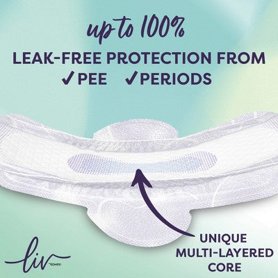 Liv by Kotex Period & Pee Regular Absorbency Ultra Thin Pads - 28ct
