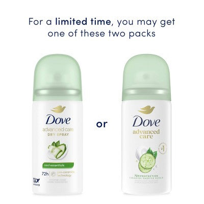 Dove Beauty Mini Advanced Care Cool Essentials Antiperspirant & Deodorant Dry Spray - Travel Size - 1oz