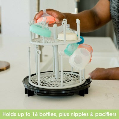 The First Years Plastic Spin Stack Bottle Drying Rack Black