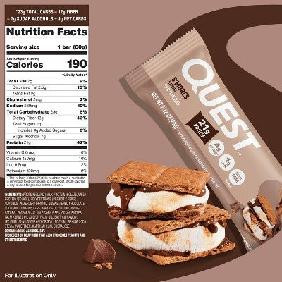 Quest Nutrition S'mores Whey Protein Bars - 21g Protein - 4ct
