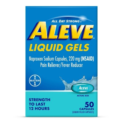 Aleve NSAID Pain Reliever & Fever Reducer Liquid Gels, Naproxen Sodium, Pain Relief - 50ct