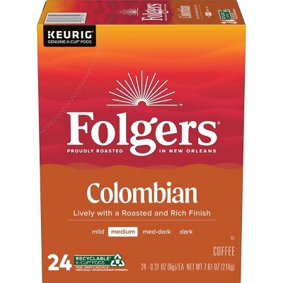 Folgers Colombian Medium Roast Coffee - Keurig K-Cup Pods - 24ct