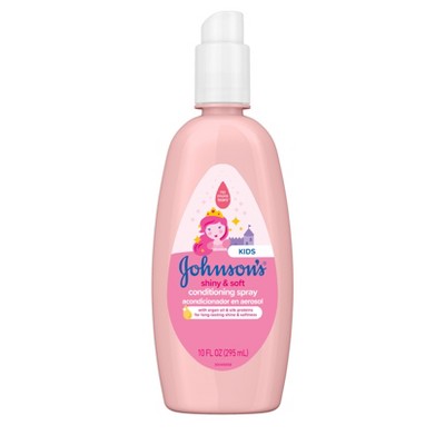 Johnson's Shiny & Soft Kids' Hair Conditioning Spray, Argan Oil & Silk Proteins, for Toddlers' Hair - 10 fl oz