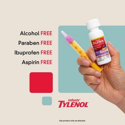 Infants' Tylenol Pain Reliever and Fever Reducer Liquid Drops - Acetaminophen - Grape - 2 fl oz