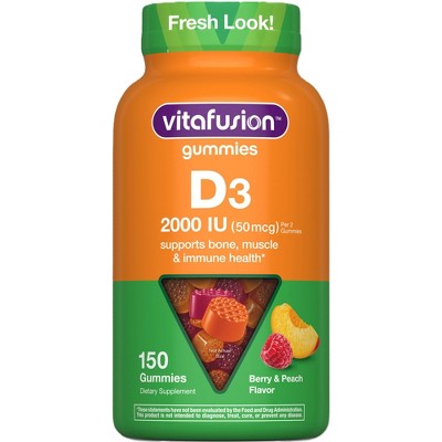 Vitafusion Vitamin D3 Gummy Vitamins - Peach, Blackberry and Strawberry Flavored - 150ct