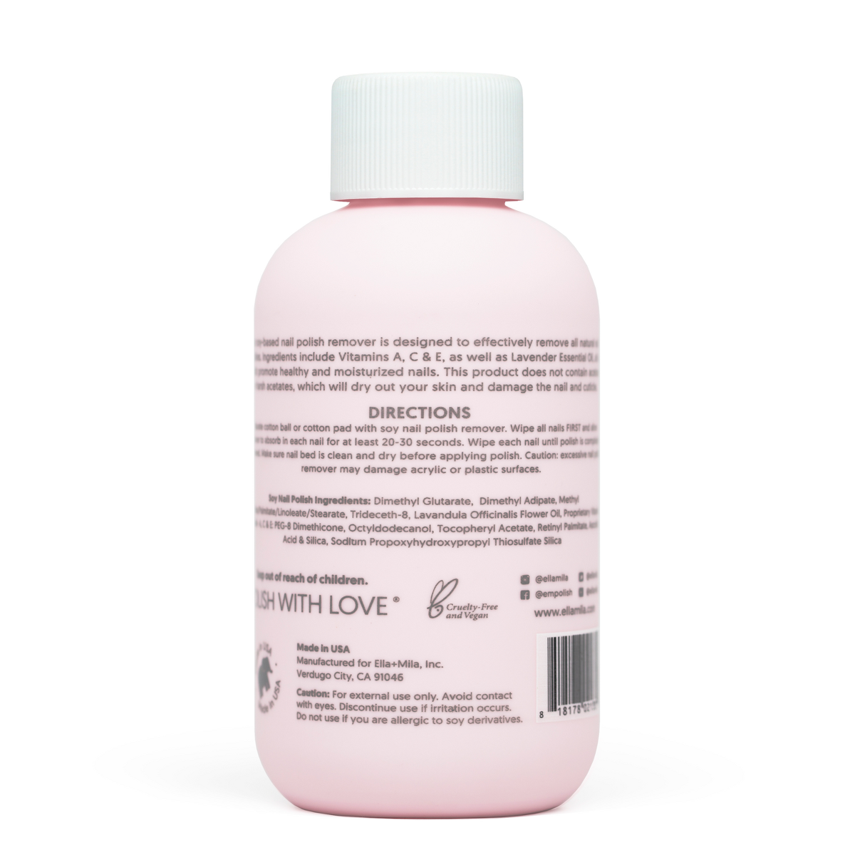 ella+mila Soy Nail Polish Remover - Lavender - 4 fl oz