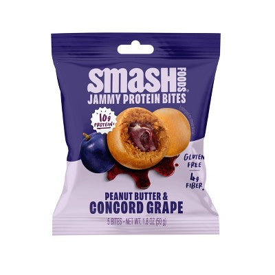 Smash Foods Gluten Free Peanut Butter and Concord Grape Jammy Protein Bites - 5ct/1.8oz