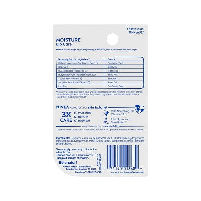 Nivea Moisturizing Lip Balm - 0.34oz/2pk