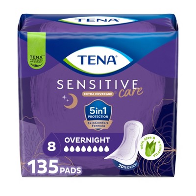 TENA Sensitive Care Incontinence Pads for Women - Ultimate Absorbency - Extra Coverage