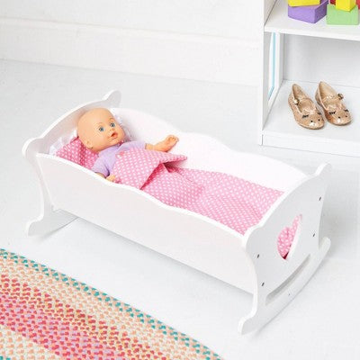 WildKin Doll Cradle White: Toddler Girl Learning Toy, MDF, Ages 3-10, Creativity Focus, 21.25" Depth, 13" Width