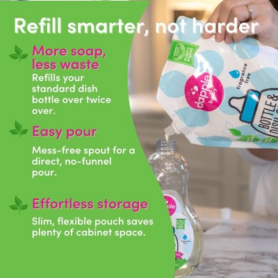 Dapple Bottle And Dish Liquid Soap Refill - Fragrance Free - 34 fl oz: Hypoallergenic, Dye-Free, Paraben-Free