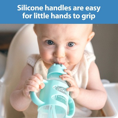 Dr. Brown's 8oz Milestones Narrow Sippy Straw Bottle with Silicone Handles - 6m+ - Green