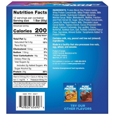 Pure Protein Chewy Chocolate Chip High Protein Snack Protein Bar - 20g Protein - 12ct: Gluten-Free, Chewy