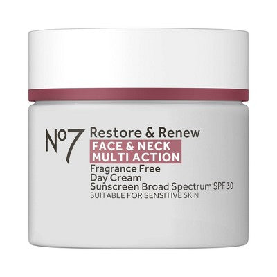 No7 Restore & Renew Face & Neck Multi Action Fragrance Free Day Cream with SPF 30 - 1.69 fl oz