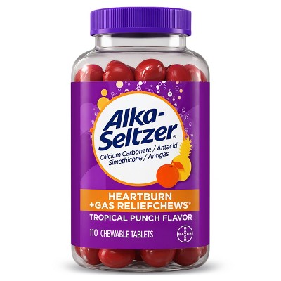 Alka-Seltzer Heartburn + Gas ReliefChews, Antacid Chews for Acid Indigestion Relief - 110ct