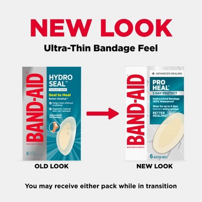 Band-Aid Brand Pro Heal 5 Day Protect Hydrocolloid Blister Adhesive Bandages - Waterproof - 6ct