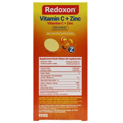 Redoxon Vitamin C + Zinc Tablets - Orange - 20ct