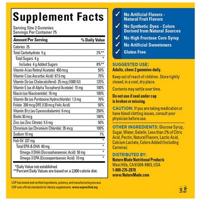 Nature Made Mens Multivitamin Gummies Plus Omega 3 Gummies, USP Verified - 150ct