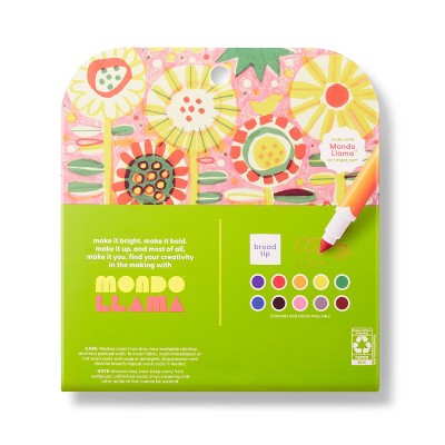 10ct Washable Markers Broad Tip Classic Colors - Mondo Llama™: School Supplies for Kids, 2mm, Multicolored, Ages 3+