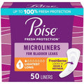 Poise Daily Incontinence Microliners - Lightest Absorbency - 1 Drop - Long - 50ct