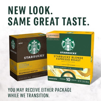 Starbucks by Nespresso Vertuo Capsules Blonde Espresso Light Roast Coffee Pods - 10ct