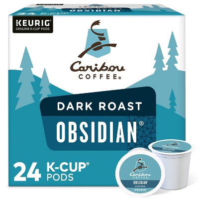 Caribou Coffee Obsidian Dark Keurig K-Cup Coffee Pods - Dark Roast - 24ct: Rainforest Alliance Certified, Arabica Beans