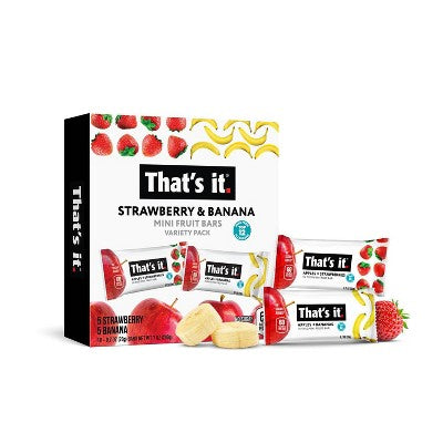 That's It. Strawberry Banana Mini Fruit Bars - 10ct/7oz: Certified Gluten-Free, No Added Sugar