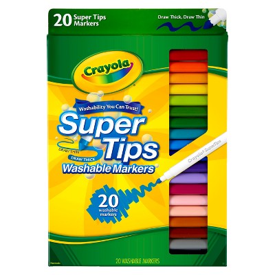 Crayola 20ct Super Tips Washable Markers, Kids School Supplies, Art Classroom Must Haves for Teachers, Coloring Gift, Ages 3+