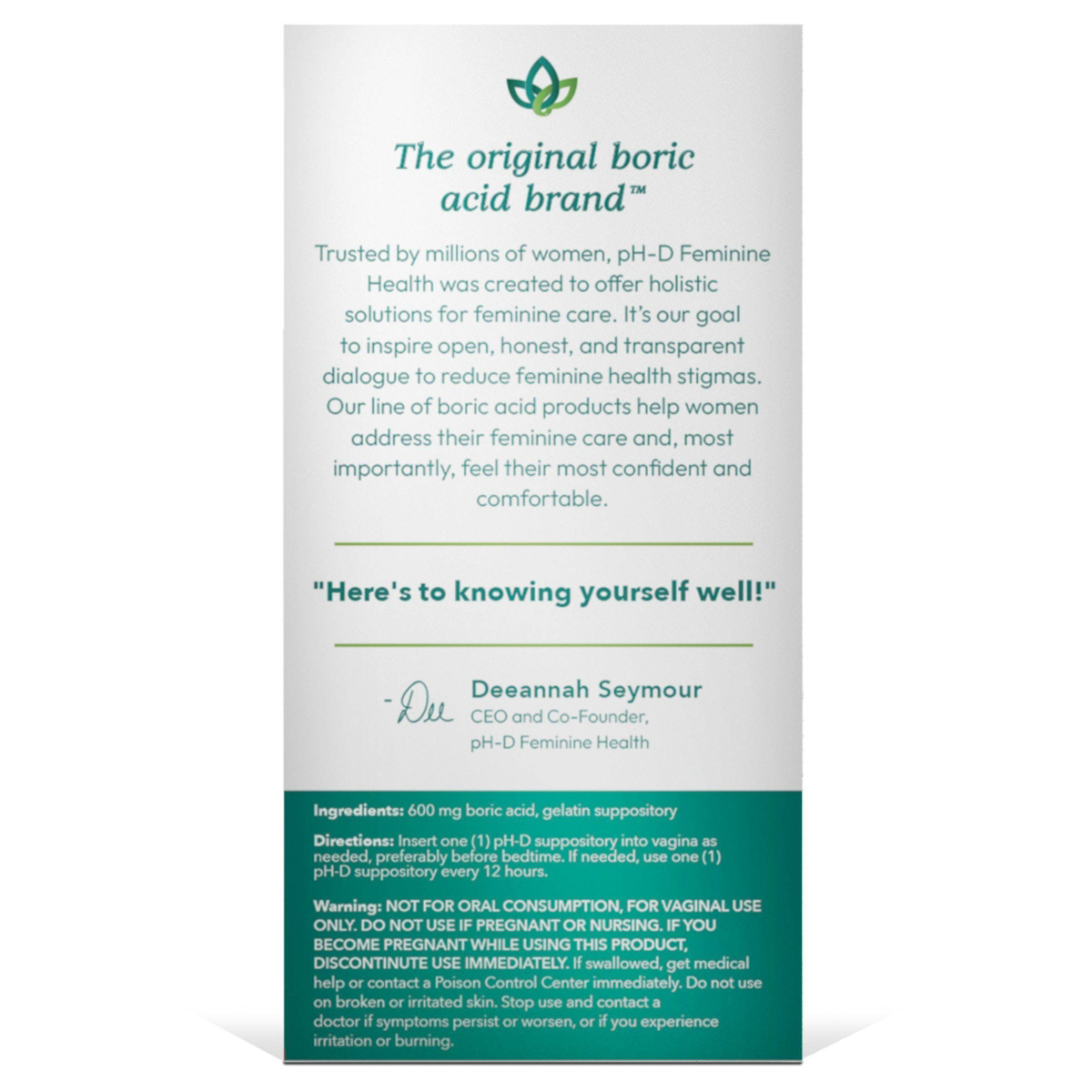 pH-D Feminine Health Vaginalzäpfchen mit Borsäure - 36 Stk.