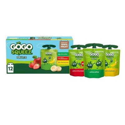GoGo SqueeZ No Sugar Added Applesauce and Fruit Puree Apple Banana & Strawberry Variety Pack - 3.2oz/12ct