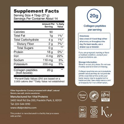 Vital Proteins Chocolate Collagen Peptides Dietary Supplement - 13.5oz