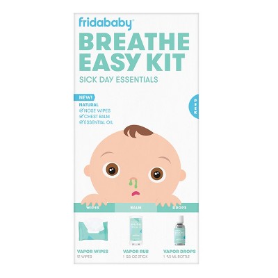 Frida Baby Breathe Easy Kit Sick Day Essentials with Vapor Wipes, Vapor Rub and Vapor Drops