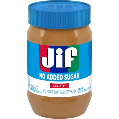 Jif No Added Sugar Creamy Peanut Butter Spread - 33.5oz