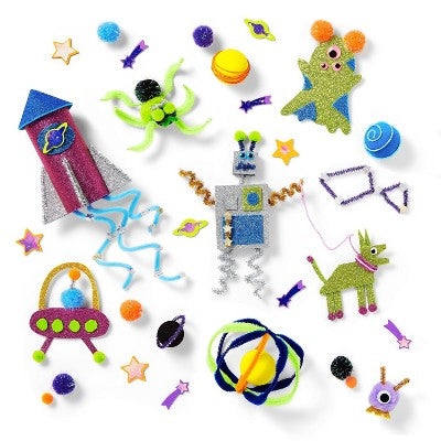 Cosmic Bucket of Crafts Set - Mondo Llama™: DIY Art Kit with Pom Poms, 336 Pieces, Ages 6+
