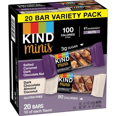 KIND Minis Salted Caramel Dark Chocolate + Dark Chocolate Almond Coconut - 14.1oz/ 20ct