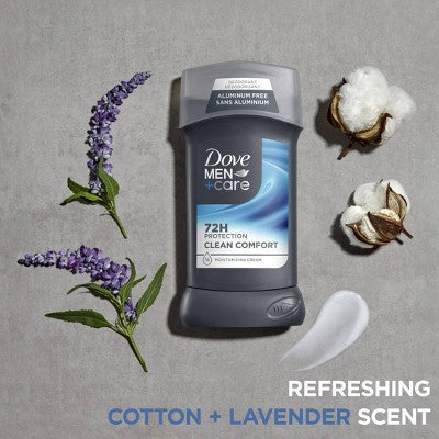 Dove Men+Care 72hr Solid Deodorant Stick Clean Comfort - Aluminum-Free 3oz