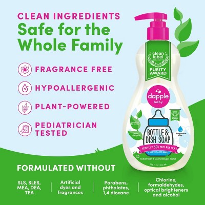 Dapple Bottle & Dish Soap - Fragrance Free - 16.9 fl oz: Hypoallergenic, Dye-Free, Paraben-Free, Sulfate-Free