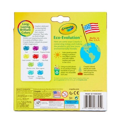 Crayola 10ct Broad Line Markers, Bold and Bright, School Supplies for Kids, Art Classroom Must Haves, Drawing & Coloring Gift, Ages 3+