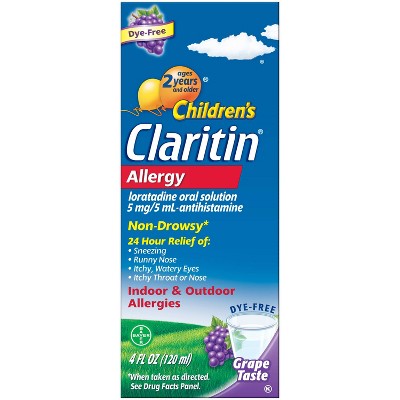 Children's Claritin Loratadine Allergy Relief 24 Hour Non-Drowsy Grape Liquid