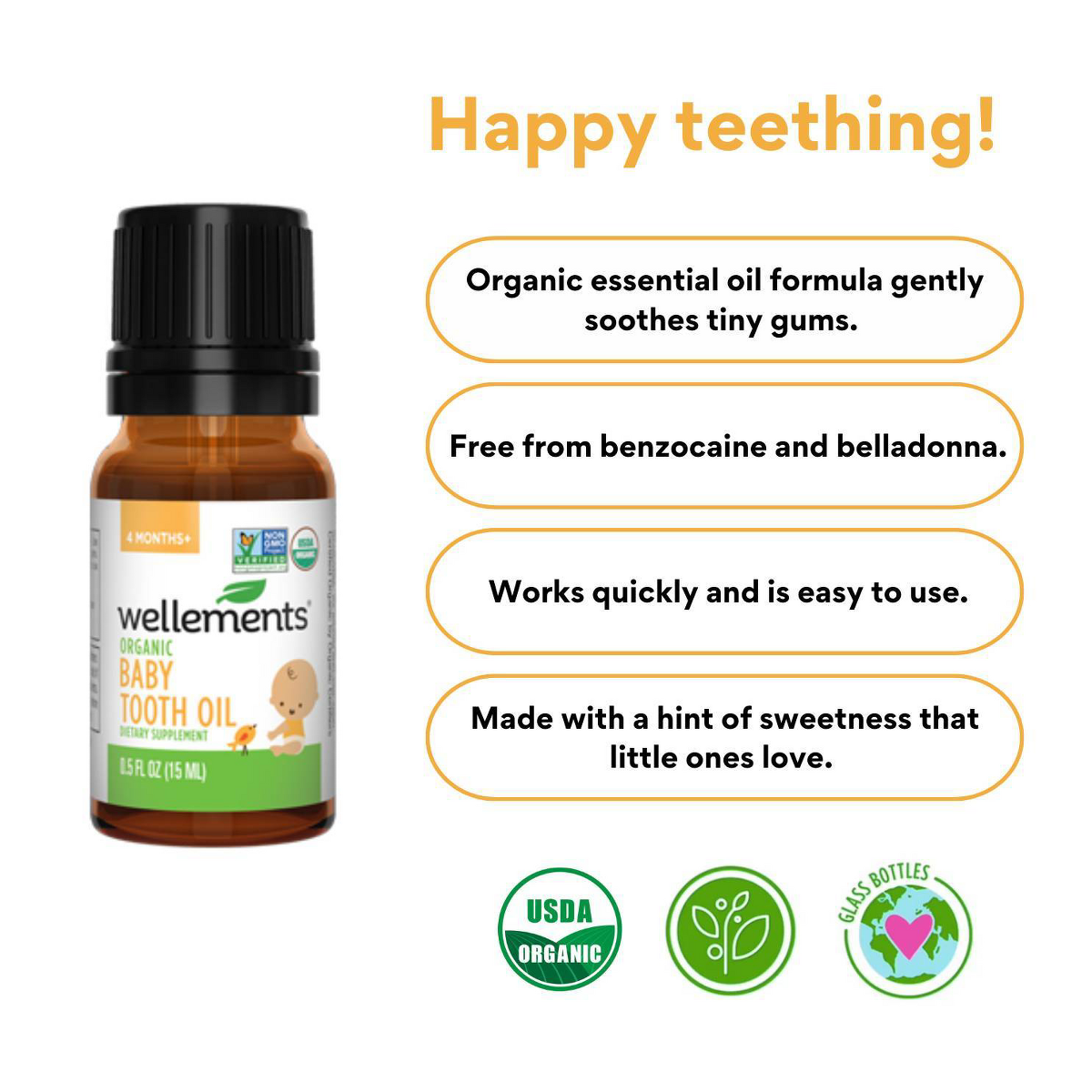 Wellements Organic Baby Tooth Oil Zahnungsöl für Babys 0.5 fl oz