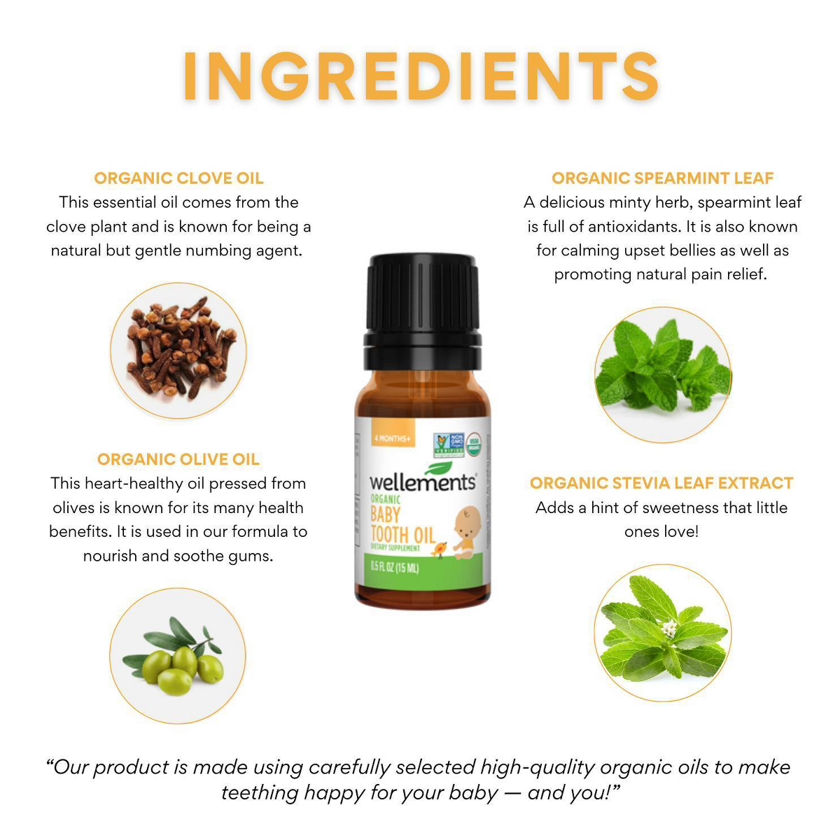 Wellements Organic Baby Tooth Oil Zahnungsöl für Babys 0.5 fl oz