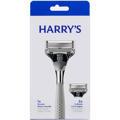 Harry's Original Razor Handle for Men with 2 Razor Blade Cartridges - Chrome: 5 Blades, Manual, Reusable, Face Use